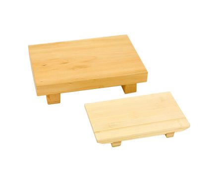 Japanese wooden bench utensil for decorates sushi on it