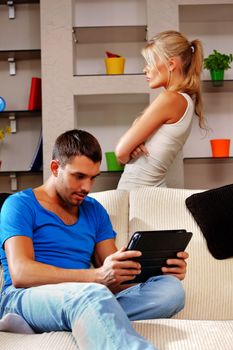 bright picture of couple with tablet PC