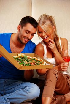 bright picture of happy romantic couple having dinner