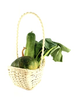 vegerables mix in basket on white background