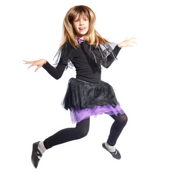 jumping girl on a white background