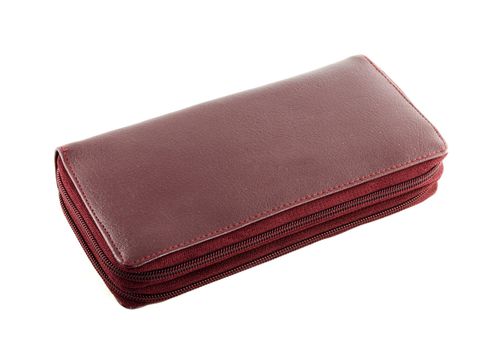 Brown leather wallet with zipper