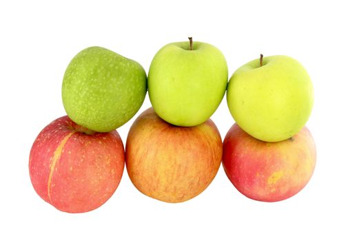 different colors apples on white background