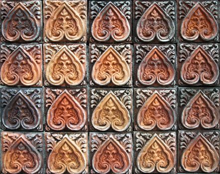 ancient decorative tiles in the east, Thailand
