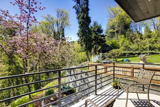 Back yard with view and balcony.