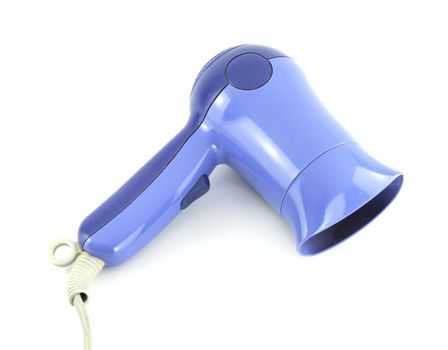 blue hair dryer on the white background