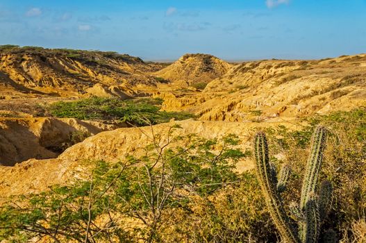 Desolate desert landscape view in La Guajira, Colombia