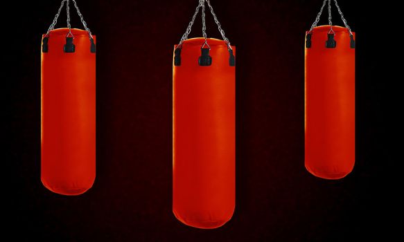 Red Punching bag for boxing or kick boxing sport.