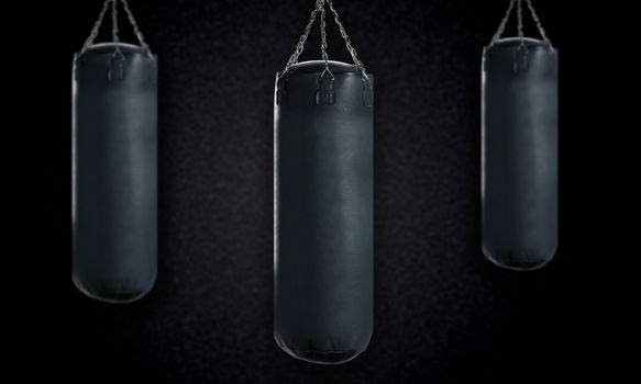 black Punching bag for boxing or kick boxing sport.