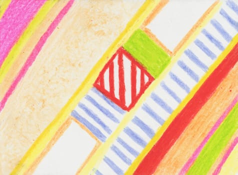 Diagonal striped pattern on white paper with crayon