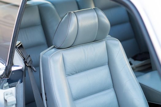 grey leather seat in a luxury car