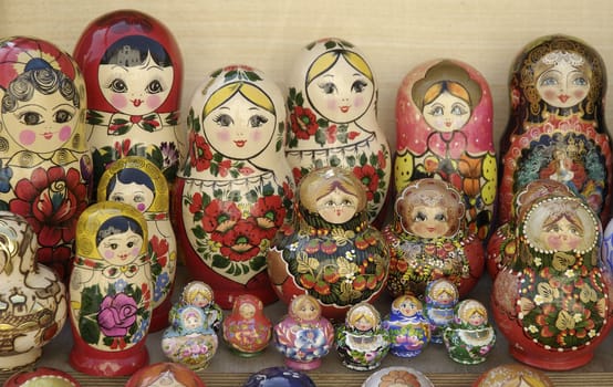 photo of russian matryoshka dolls in a riga latvia street market