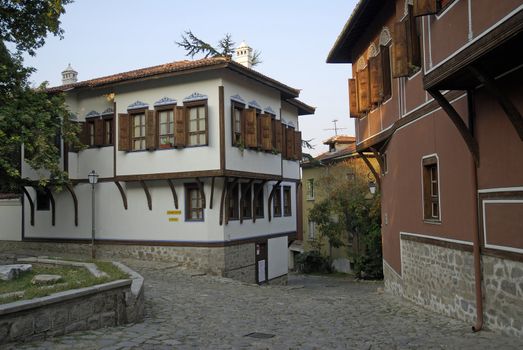 cobbled street in plovdiv old town bulgaria