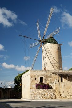 old windmill on gozo island in malta