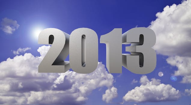 2013 ,new year text on sky background 