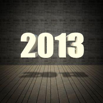 2013 new year text with grunge vintage wall 