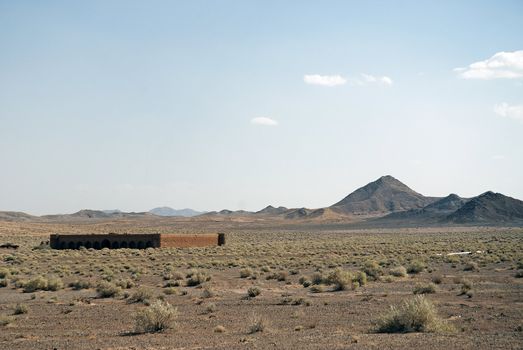 caravanserai ruins in iran desert