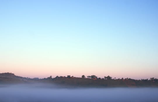 resort in foggy morning at KhouKho Thailand mountain