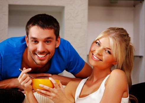 bright picture of happy couple with muesli