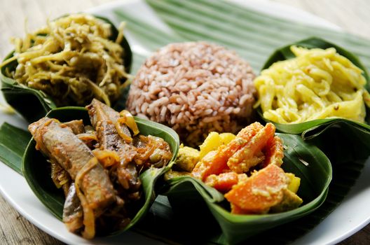 curry with brown rice in bali indonesia