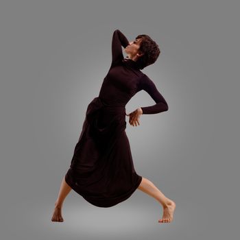 dancer on a gray background , motion