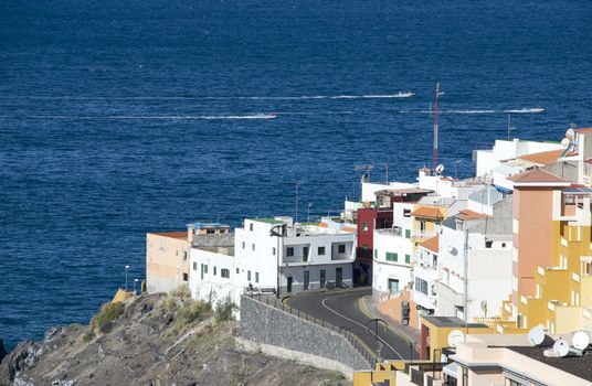 the road near the coast of the tenerife place los gigantes