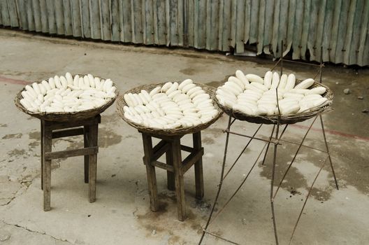 bananas drying in battambang cambodia