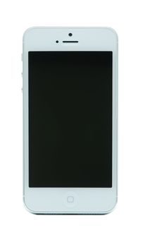 New iPhone 5 by Apple, isolated on white at Apple Days, Piatra Neamt, 03.12.2012