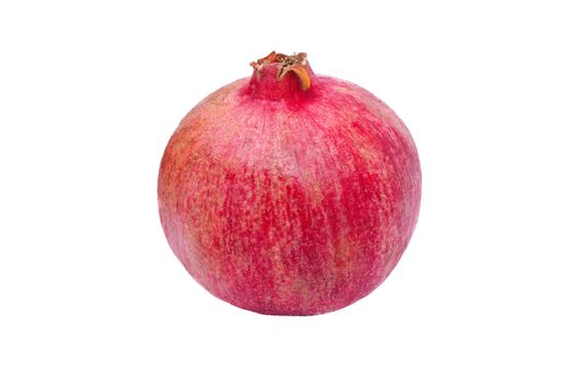 One whole pomegranate on white background