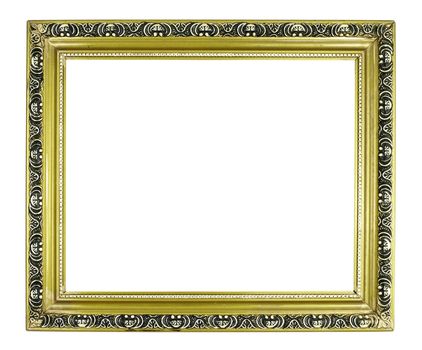 old golden picture frame on white background