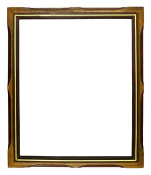 old wooden picture frame on white background