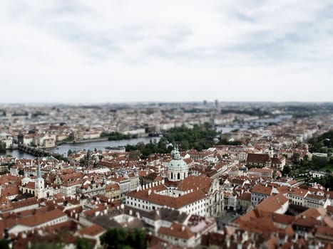 City of Prague from above (made with tilt shift technology)