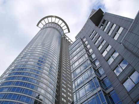 High building with reflecting windows.