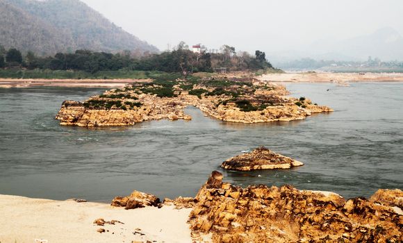 Mekong river at Loas and Thailand borders in the Kaeng Kood Koo of Chiangkhan,Loei,Thailand