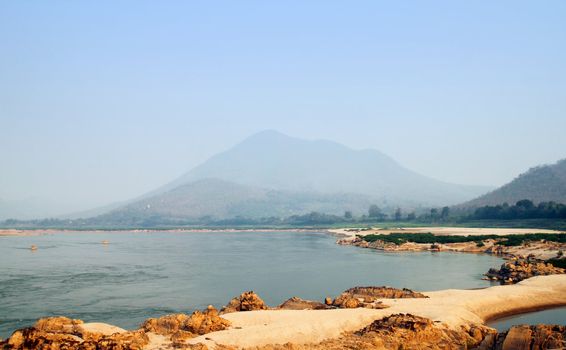 Mekong river at Loas and Thailand borders in the Kaeng Kood Koo of Chiangkhan,Loei,Thailand