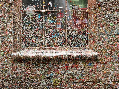 Chewing gums on a theatre's wall in Seattle