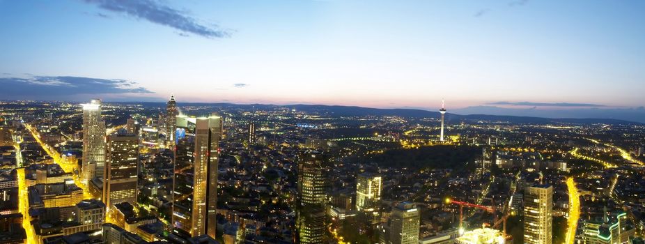 Panorama of Frankfurt city at night