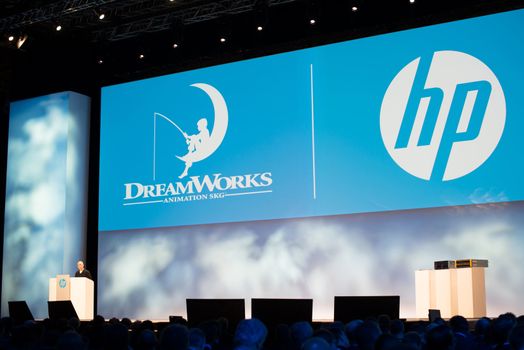 FRANKFURT – DECEMBER 4, 2012: Dreamworks CEO Jeffrey Katzenberg delivers a keynote at HP Discover 2012 conference on December 4, 2012 in Frankfurt, Germany.