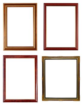 four wooden frame on white background