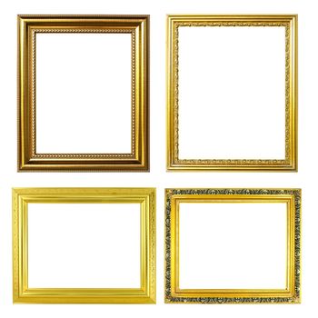 4 golden frame on white background