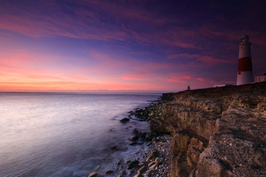 Portland Bill Light House sunrise on the Dorset Coast