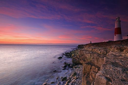 Portland Bill Light House sunrise on the Dorset Coast