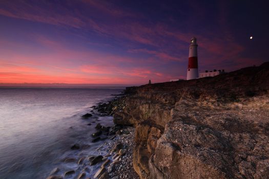 Portland Bill Light House sunrise on the Dorset Coast