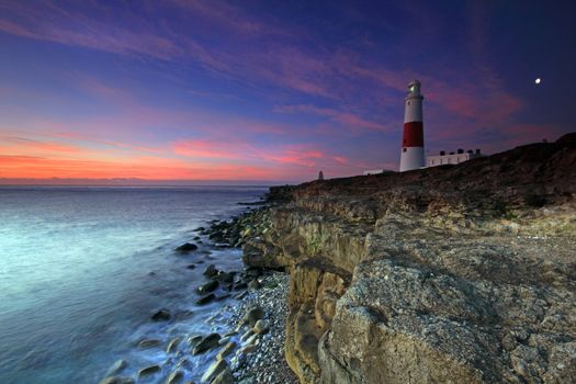 Portland Bill Light House sunrise on the Dorset Coast