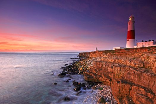 Portland Bill Light House sunrise on the Dorset Coast