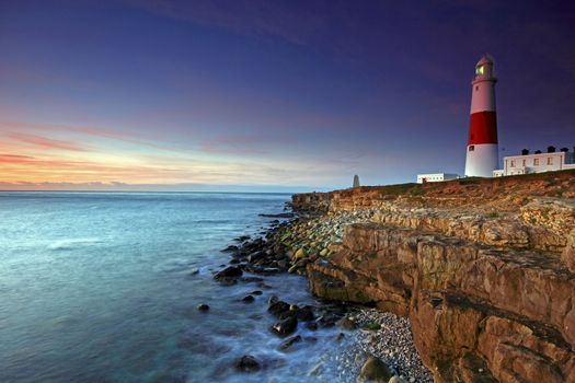 Portland Bill Light House sunrise on the Dorset Coast