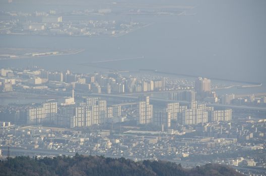Panorama view of Osaka from the surrounding mountains