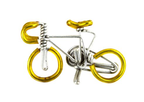 craft bicycle on white background (made from wire)