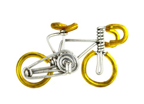 craft bicycle on white background (made from wire)
