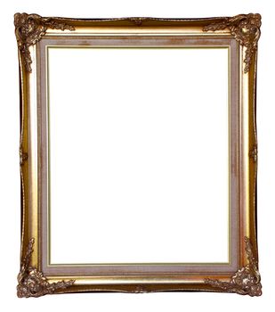 old golden frame isolated on white